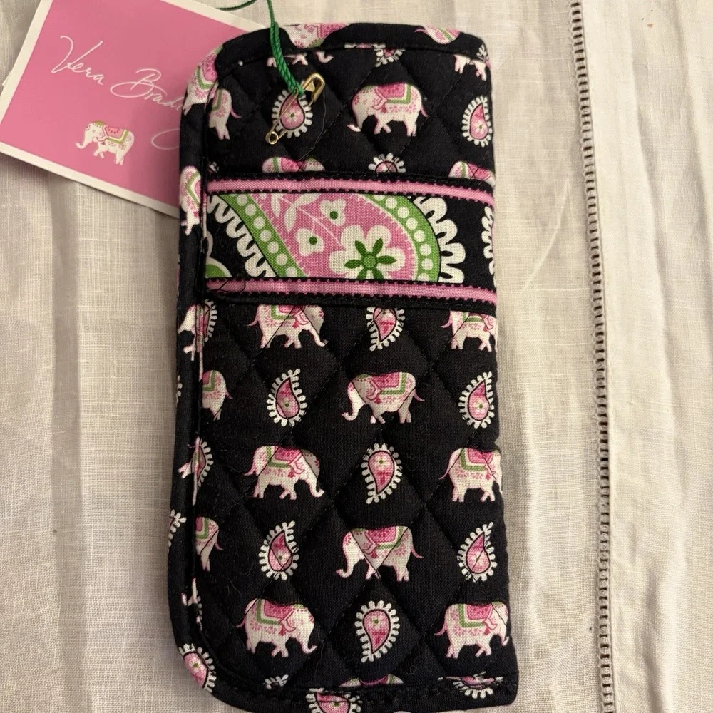 Vera Bradley Pink Elephants Black Eyeglass Case Retired NEW W tags Charming Pink